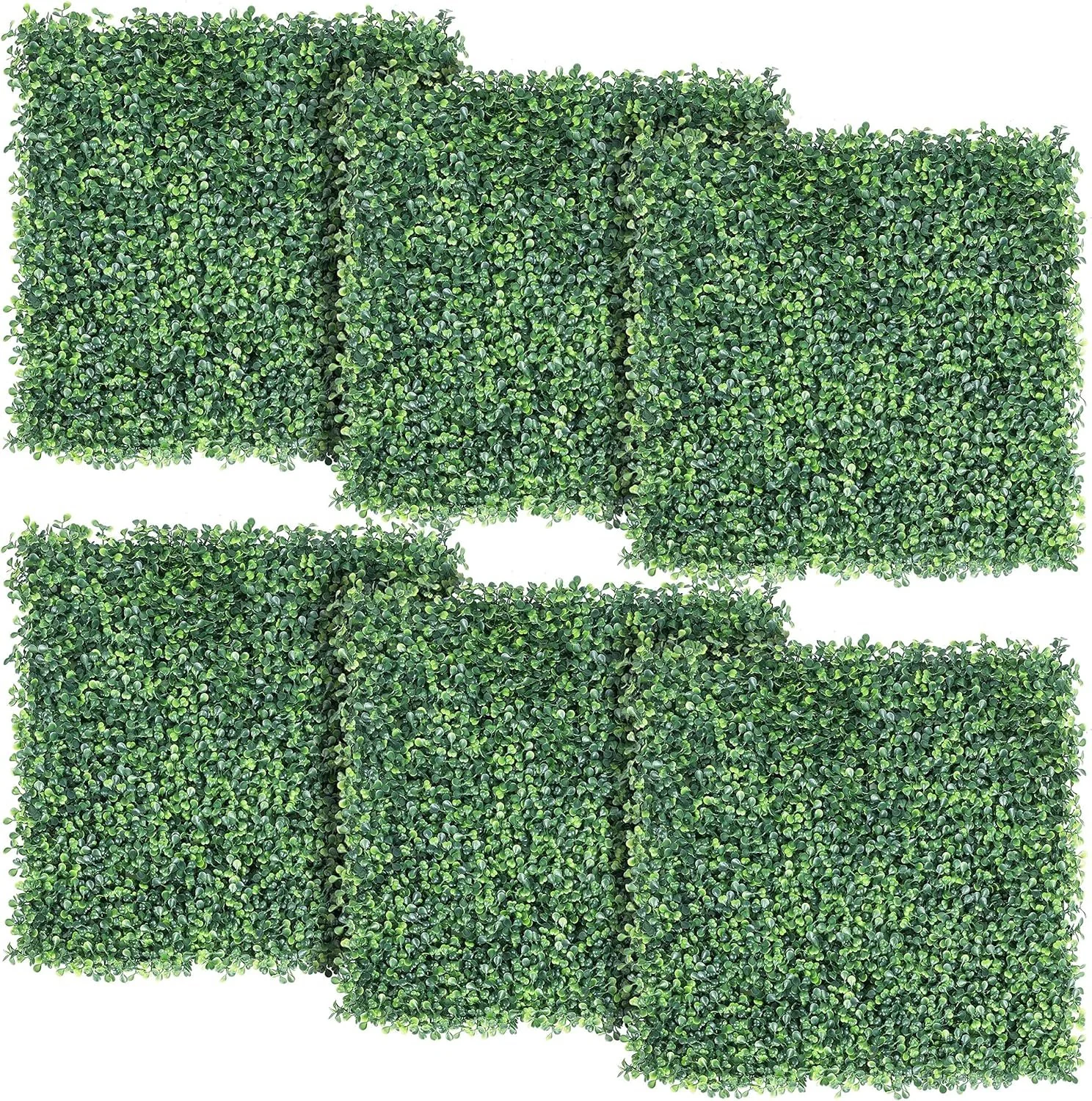 6Pcs 20 x 20 inch Artificial Boxwood Panels Topiary Hedge Plant UV Protected Privacy Hedge Screen for Garden,Home,Fence,Backyard and Decorations Green