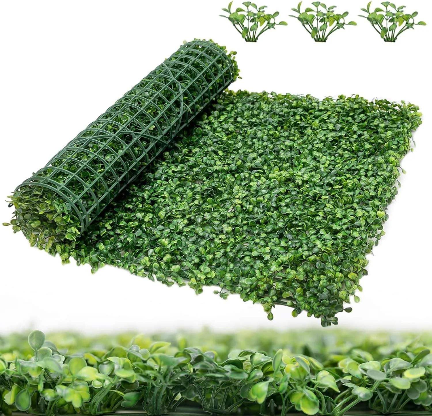 6 pcs Artificial Grass Wall Panels 20″×20″ Boxwood Panels Fake Grass Privacy Fence Screen Greenery Wall Backdrop