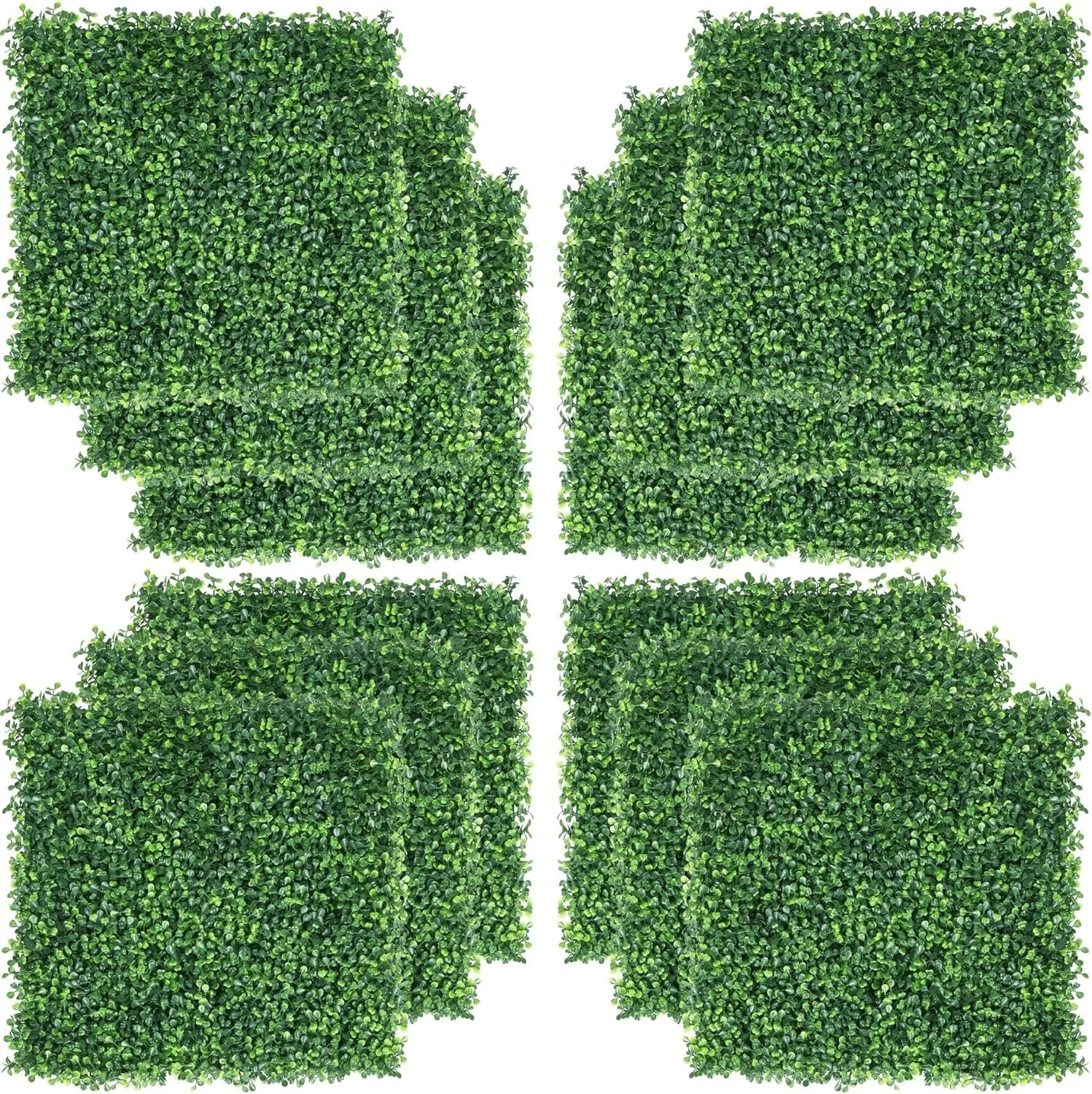 12 PCS 20″x 20″ Artificial Boxwood Panels Topiary Hedge Plant, Privacy Hedge Screen UV Protected Greenery Wall, Decor Faux Grass Wall Panel Suitable for Outdoor Indoor Garden Backyard